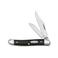 CASE 00220 Folding Pocket Knife, 2-1/2 in Clip, 1.87 in Pen L Blade, Stainless Steel Blade, 2-Blade, Black Handle 