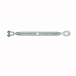 BARON 18-1/2X6 Turnbuckle, 2200 lb Working Load, 1/2 in Thread, Jaw, Eye, 6 in L Take-Up, Galvanized Steel 