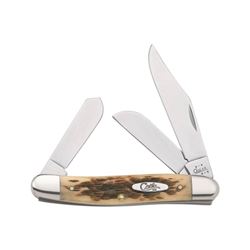 CASE 00128 Folding Pocket Knife, 2.92 in Clip, 2.15 in Sheep Foot, 1.9 in Spey L Blade, Stainless Steel Blade, 3-Blade 