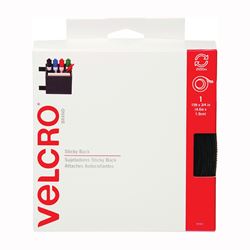 VELCRO Brand 90081 Fastener, 3/4 in W, 15 ft L, Nylon, Black, Rubber Adhesive 