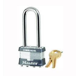 Master Lock 1KALJ 2729 Padlock, Keyed Alike Key, 5/16 in Dia Shackle, 2-1/2 in H Shackle, Nickel Hardened Steel Shackle, Pack of 6 