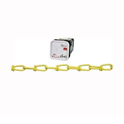 Campbell PD075-2496 Loop Chain, #2/0, 200 ft L, 255 lb Working Load, Low Carbon Steel, Yellow Poly-Coated 