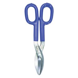 Irwin 22010 Tinner Snip, 10 in OAL, 2 in L Cut, Curved, Straight Cut, Steel Blade, Double-Dipped Handle, Blue Handle 