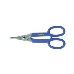 Irwin 23010 Tinner Snip, 10 in OAL, 2 in L Cut, Curved, Straight Cut, Steel Blade, Double-Dipped Handle, Yellow Handle 