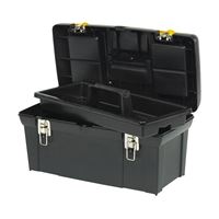 Stanley 024013S Tool Box with Tray, 8.1 gal, Plastic, Black/Yellow, 5-Compartment 