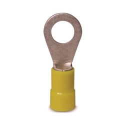 Gardner Bender 10-107 Ring Terminal, 600 V, 12 to 10 AWG Wire, 12 to 1/4 in Stud, Vinyl Insulation, Copper Contact, Yellow, 50/PK 