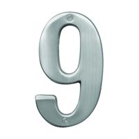 Hy-Ko Prestige Series BR-51SN/9 House Number, Character: 9, 5 in H Character, Nickel Character, Solid Brass, Pack of 3 