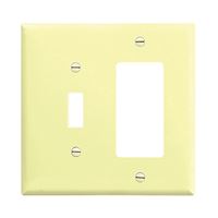 Eaton Wiring Devices 2153V-BOX Combination Wallplate, 4-1/2 in L, 4-9/16 in W, 2 -Gang, Thermoset, Ivory 