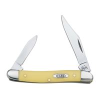 CASE 00109 Folding Pocket Knife, 2-1/2 in Clip, 1.87 in Pen L Blade, Vanadium Steel Blade, 2-Blade, Yellow Handle 