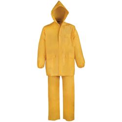 Diamondback 8127LG Rain Suit, L, 29-1/2 in Inseam, PVC, Yellow, Drawstring Collar, Zipper with Storm Flap Closure 