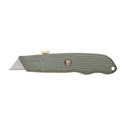 Hyde 42070 Utility Knife, Zinc Blade, Textured Handle, Gray Handle 