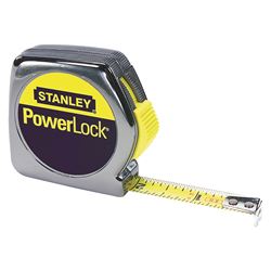 Stanley 33-212 Measuring Tape, 12 ft L Blade, 1/2 in W Blade, Steel Blade, Metal Case, Chrome Case 