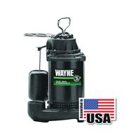 Wayne CDU800 Sump Pump, 1-Phase, 10 A, 120 V, 0.5 hp, 1-1/2 in Outlet, 20 ft Max Head, 2040 gph, Iron 