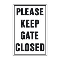 HY-KO 20523 Rural and Urban Sign, PLEASE KEEP GATE CLOSED, Black Legend, 18 in L x 12 in W Dimensions 