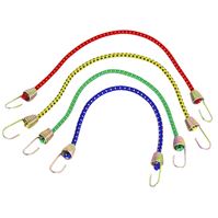 ProSource FH64074 Stretch Cord, 4 mm Dia, 10 in L, Blue/Green/Red/Yellow, Hook End 