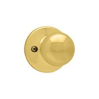 Kwikset 488P 3 Dummy Door Knob, 1-7/8 in Dia Knob, Polished Brass 