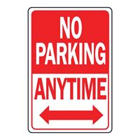 HY-KO HW-1 Parking Sign, Rectangular, NO PARKING ANYTIME, Red/White Legend, Red/White Background, Aluminum 