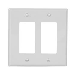 Eaton Wiring Devices PJ262W Wallplate, 4-1/2 in L, 4.56 in W, 2 -Gang, Polycarbonate, White, High-Gloss 