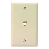 Eaton Wiring Devices 3532-4V Telephone Jack with Wallplate, Thermoplastic Housing Material, Ivory 