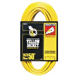 CCI 2887 Extension Cord, 14 AWG Cable, 50 ft L, 15 A, 125 V, Yellow 