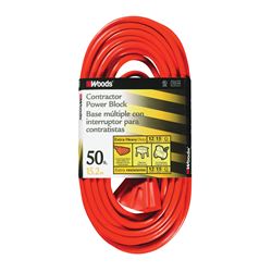 CCI 0819 Extension Cord, 12 AWG Cable, 50 ft L, 15 A, 125 V, Orange 