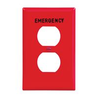 Eaton Wiring Devices PJ8EMRD Receptacle Wallplate, 4-1/2 in L, 2-3/4 in W, 1 -Gang, Polycarbonate, Red, High-Gloss 