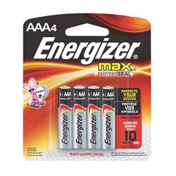 Energizer E92BP-4 Battery, 1.5 V Battery, 1250 mAh, AAA Battery, Alkaline, Manganese Dioxide, Zinc 