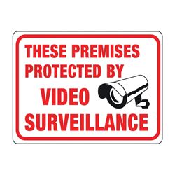 Hy-Ko 20619 Identification Sign, Rectangular, THESE PREMISES PROTECTED BY VIDEO SURVEILLANCE, Black/Red Legend, Plastic, Pack of 10 