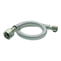Plumb Pak EZ Series PP23850LF Sink Supply Tube, 3/8 in Inlet, Compression Inlet, Delta Outlet, Stainless Steel Tubing 