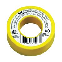 Oatey 31403 Thread Seal Tape, 260 in L, 1/2 in W, PTFE, Yellow 