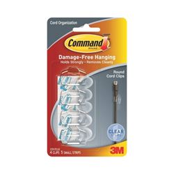 Command 17017CLR Cord Clip, Plastic, Transparent 4 Pack 