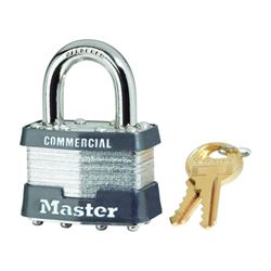 Master Lock 1KA 2043 Padlock, Keyed Alike Key, Open Shackle, 5/16 in Dia Shackle, 15/16 in H Shackle, Steel Body 