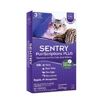 Sentry PurrScriptions Plus 02111 Flea and Tick Squeeze-On, Liquid, Mild Acetate, 6 Count 