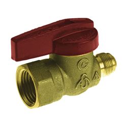 B & K 117-592 Gas Ball Valve, 9/16 x 1/2 in Connection, Flare x FPT, 200 psi Pressure, Manual Actuator, Brass Body 