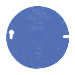 Carlon E460R-CAR Outlet Box Cover, 4 in Dia, Round, Plastic, Blue 