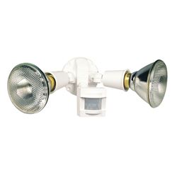 Heath Zenith HZ-5408-WH Motion Activated Security Light, 120 V, 300 W, 2-Lamp, Incandescent Lamp, White Light 