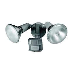 Heath Zenith HZ-5411-GR Motion Activated Security Light, 120 V, 300 W, 2-Lamp, Halogen Lamp, Metal/Plastic Fixture 