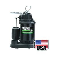 Wayne SPF33 Sump Pump, 1-Phase, 9.5 A, 120 V, 0.33 hp, 1-1/2 in Outlet, 15 ft Max Head, 3750 gph, Thermoplastic 