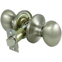 ProSource TYLP30V-PS Knobset, Knob Handle, Metal, Satin Nickel, 2-3/8 to 2-3/4 in Backset, 1-3/8 to 1-3/4 in Thick Door 