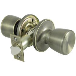 ProSource TS830V-PS Passage Knob, Metal, Antique Brass, 2-3/8 to 2-3/4 in Backset, 1-3/8 to 1-3/4 in Thick Door 