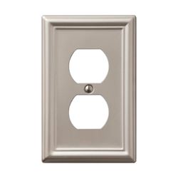 AmerTac Chelsea 149DBN Outlet Wallplate, 4-7/8 in L, 3-1/8 in W, 1 -Gang, Steel, Brushed Nickel, Wall Mounting 