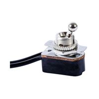 GB GSW-125 Toggle Switch, 125/250 VAC, SPST, Lead Wire Terminal, Steel Housing Material, Gray 