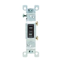 Leviton S00-01451-02S Switch, 15 A, 120 V, Push-In Terminal, Thermoplastic Housing Material, Brown 