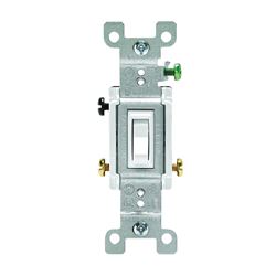 Leviton 1453-2W Switch, 15 A, 120 V, 3 -Position, Push-In Terminal, Thermoplastic Housing Material, White 