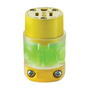 Leviton R50-515CV-LIT Electrical Connector, 2 -Pole, 15 A, 125 V, NEMA: NEMA 5-15R, Transparent Yellow
