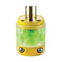 Leviton R50-515PV-LIT Electrical Plug, 2 -Pole, 15 A, 125 V, NEMA: NEMA 5-15P, Transparent Yellow 