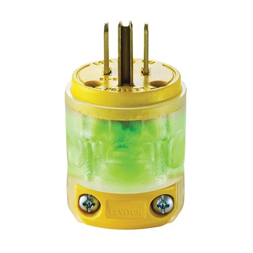 Leviton R50-515PV-LIT Electrical Plug, 2 -Pole, 15 A, 125 V, NEMA: NEMA 5-15P, Transparent Yellow