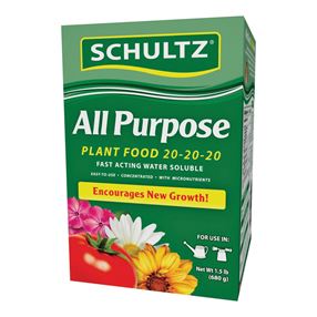 Schultz SPF70680 Plant Fertilizer, 1.5 lb, Powder, 20-20-20 N-P-K Ratio