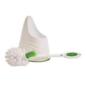 Quickie 2055463 Toilet Brush and Caddy, Fiber Bristle, Plastic Holder, Green/White Holder