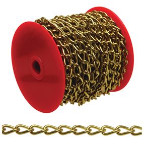 Campbell 0717017 Twist Chain, #70, 82 ft L, 5 lb Working Load, Brass